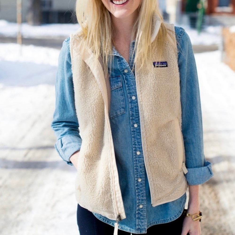 Womens Patagonia Retro-X Vest White Cream Fleece Jacket Small High Pile Sherpa